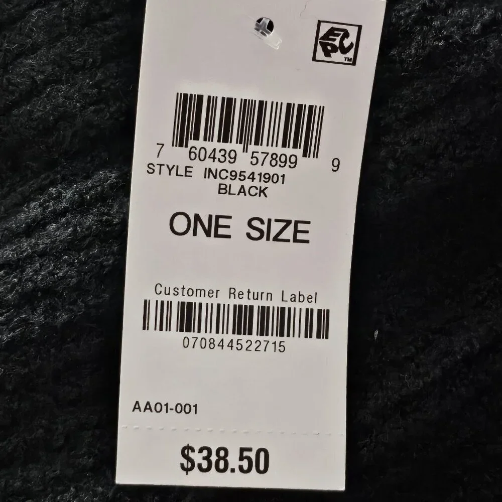 2/$30 INC International Concepts Twisted Rib Muffler Scarf Black NWT